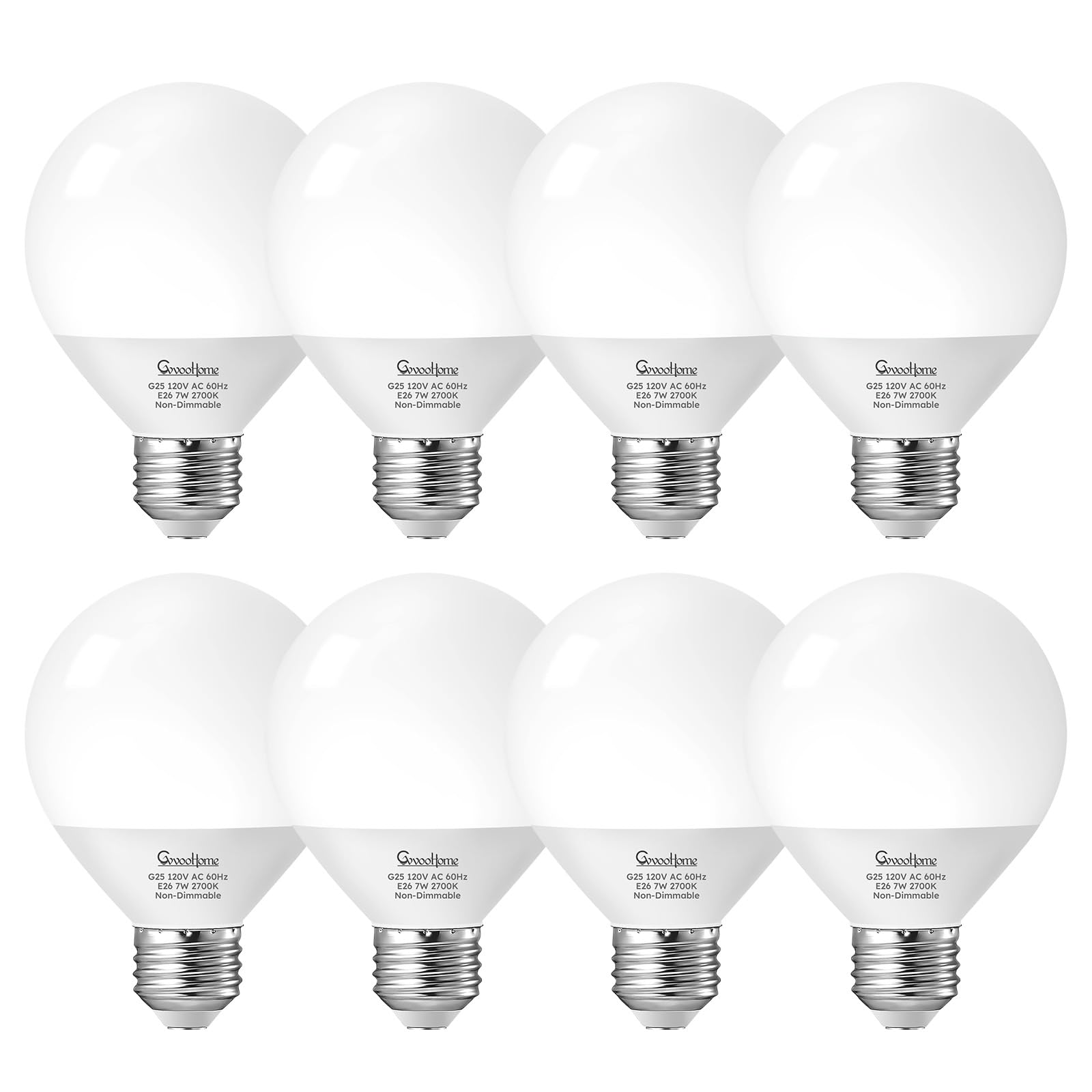 Vanity G25 LED Globe Bulbs 60W Equivalent Daylight 5000K 800LM E26 4 Pack