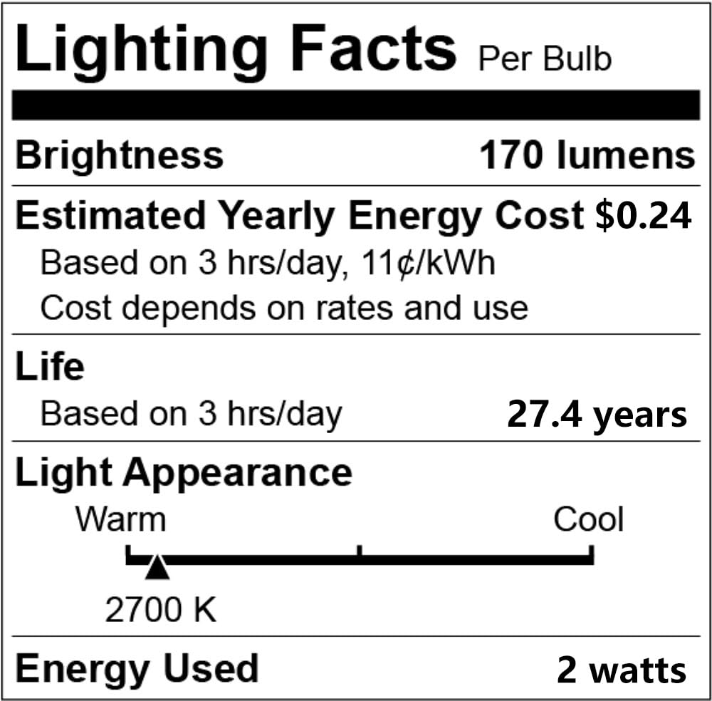 S14 LED String Light Bulbs 2W Clear Replacement Bulbs E26 25 Pack