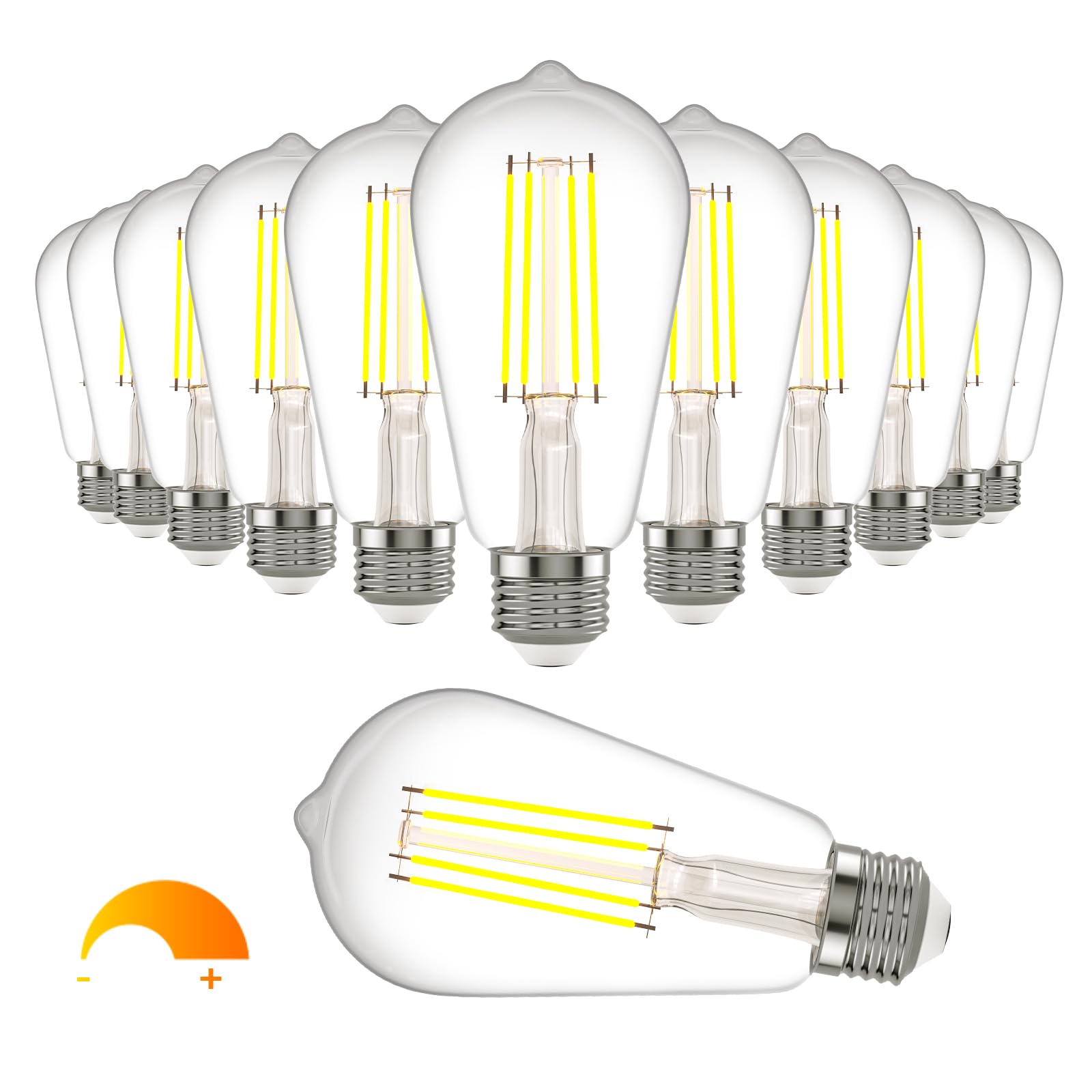 E26 LED Edison Bulb 8W 80W Equivalent Daylight 5000K Dimmable 6 Pack