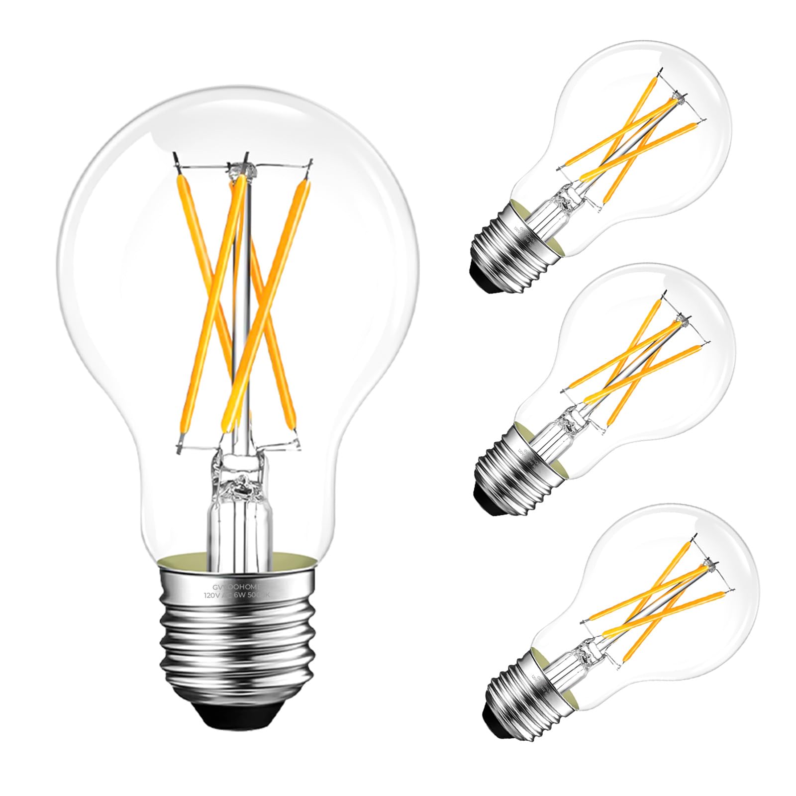 E26 LED Edison Bulb 6W 60W Equivalent Soft White 2700K Dimmable 6 Pack