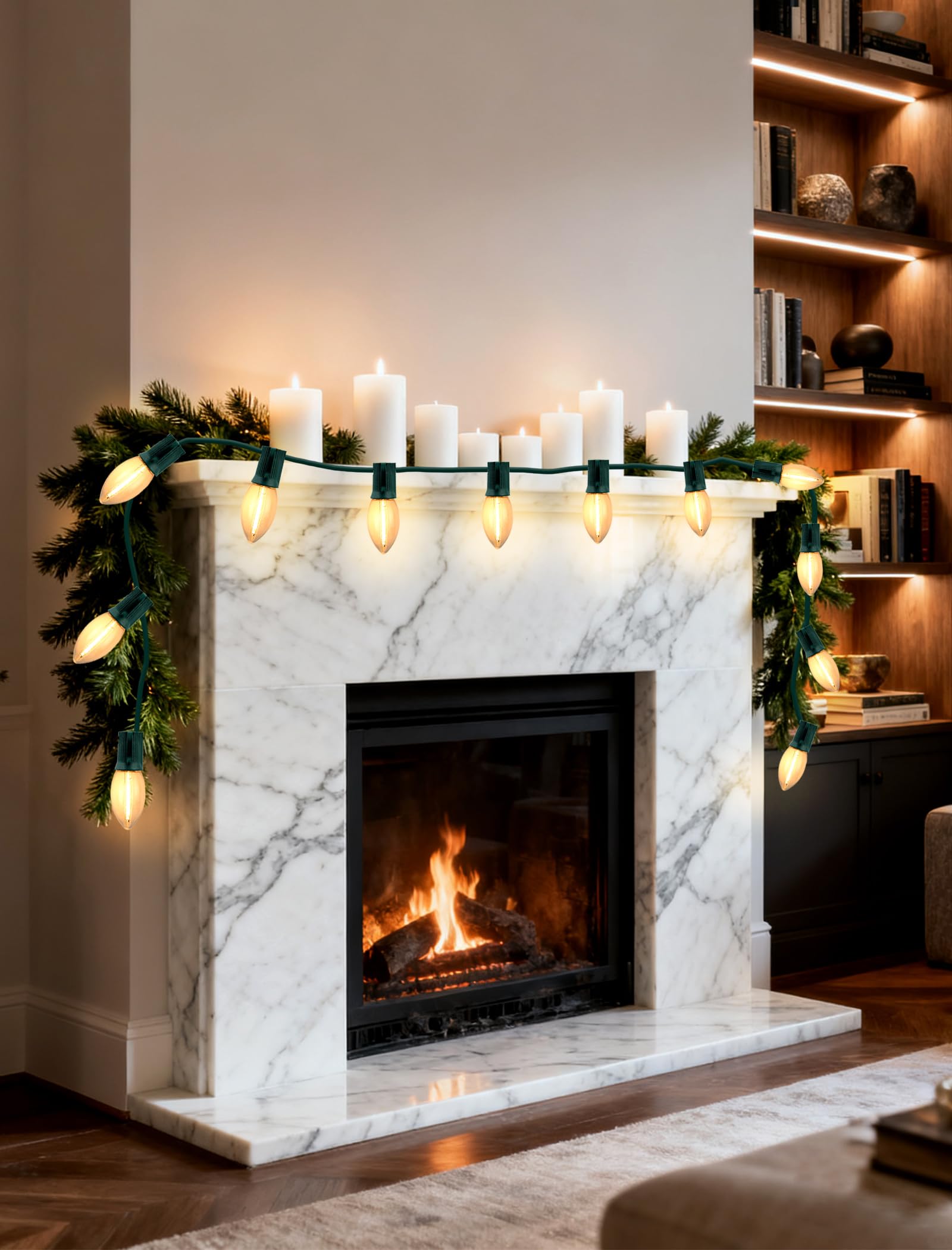 C9 LED Christmas Replacement Bulbs 30 Pack Warm White Shatterproof E17 Base