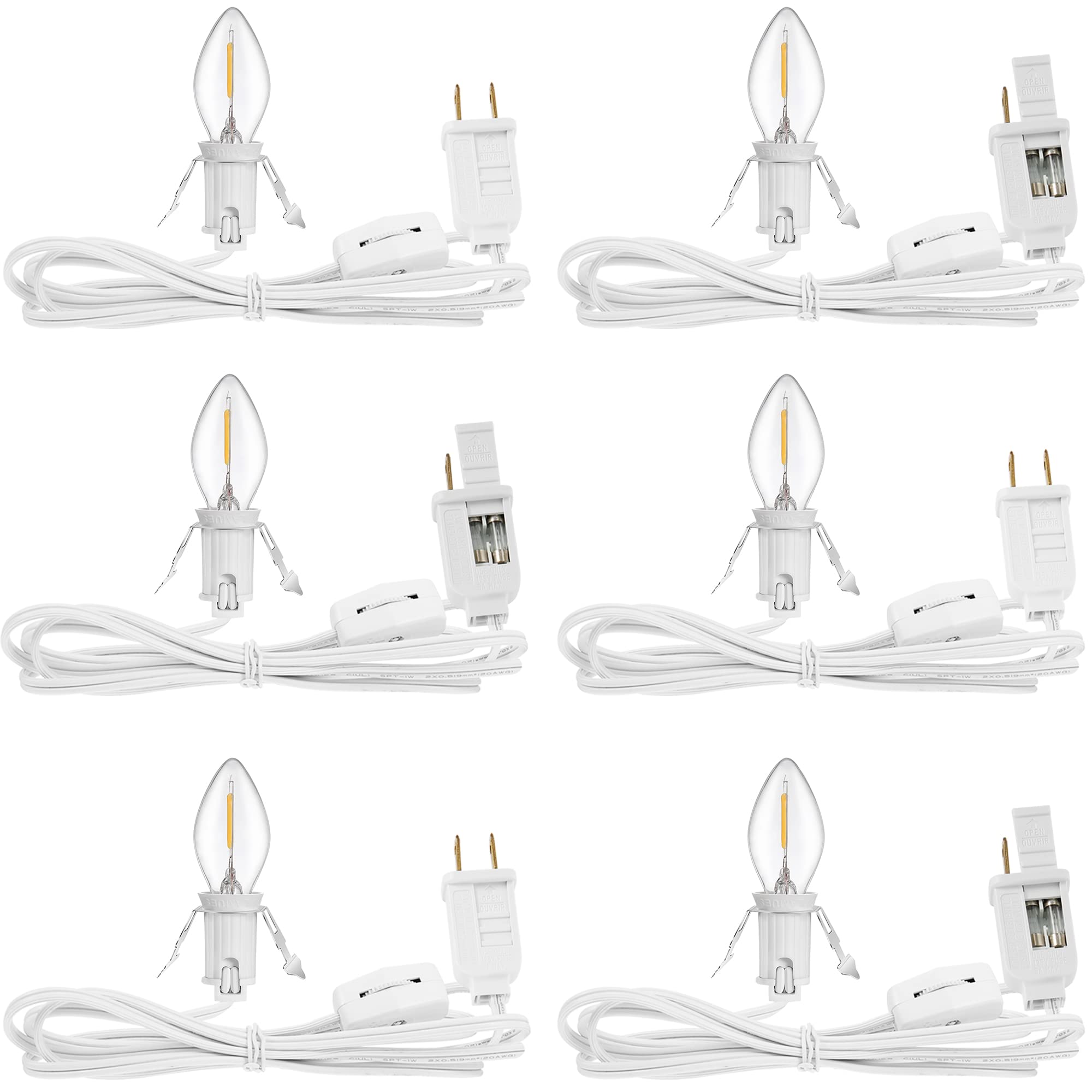Village Light Cord 6ft C7 LED Bulb 1W On Off Switch 10 Pack