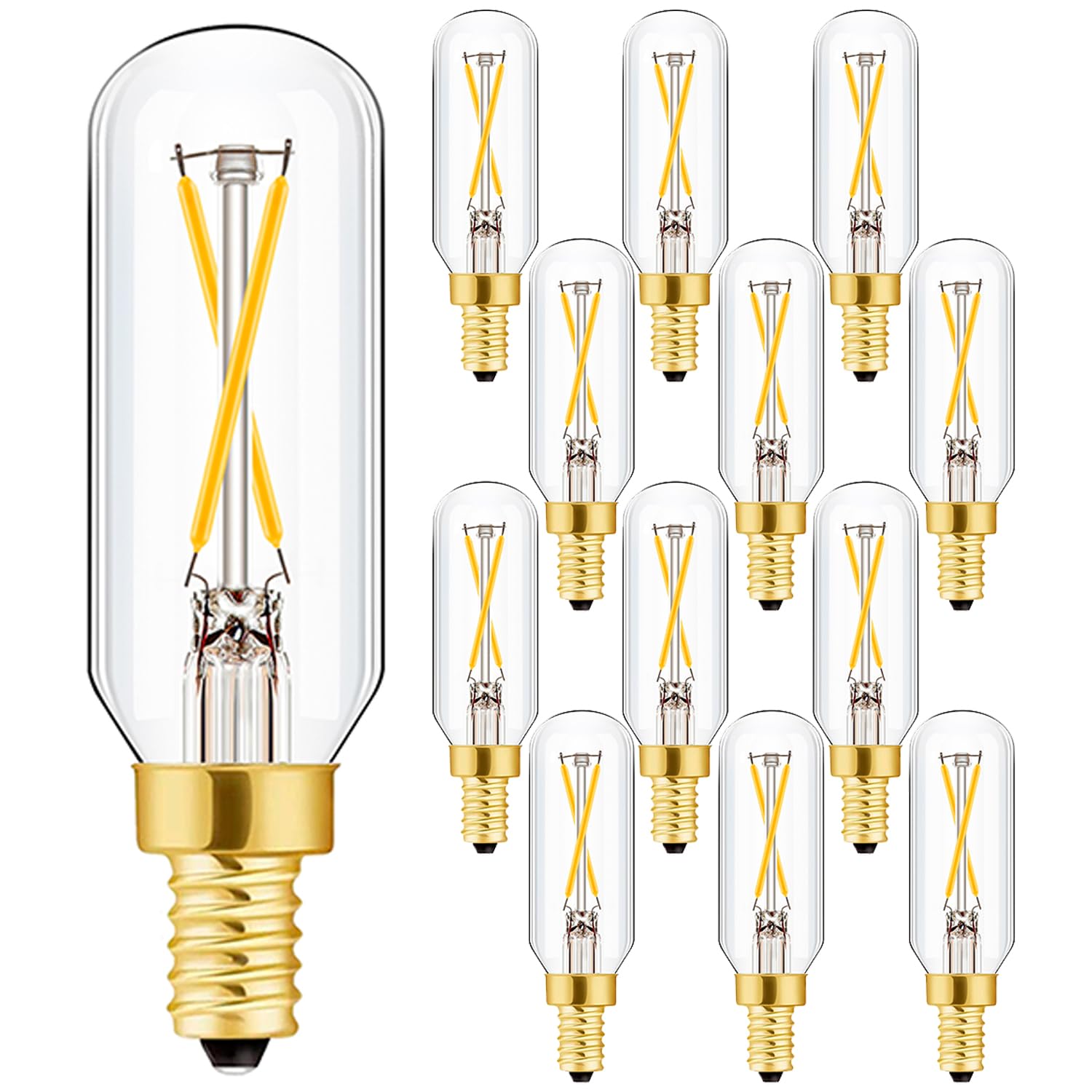 E12 LED Candelabra Bulb 2W Warm White 2500K Dimmable 12 Pack