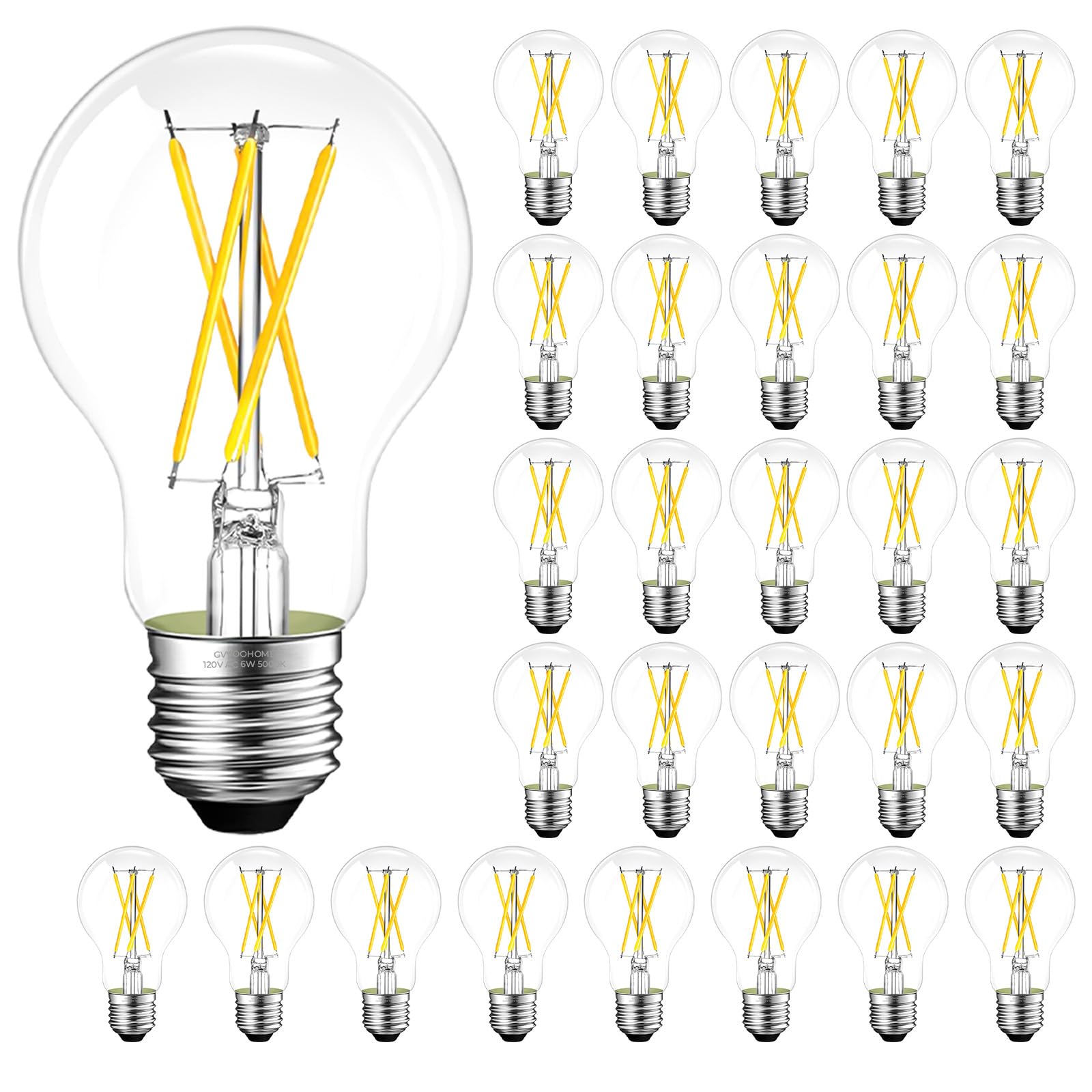 E26 LED Edison Bulb 6W 60W Equivalent Soft White 2700K Dimmable 6 Pack