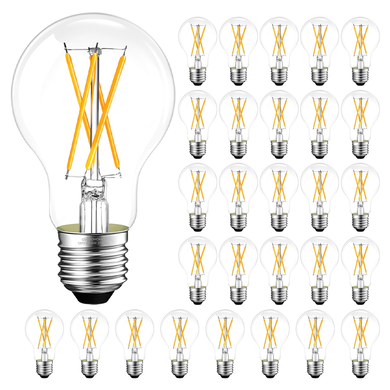 E26 LED Edison Bulb 6W 60W Equivalent Soft White 2700K Dimmable 6 Pack