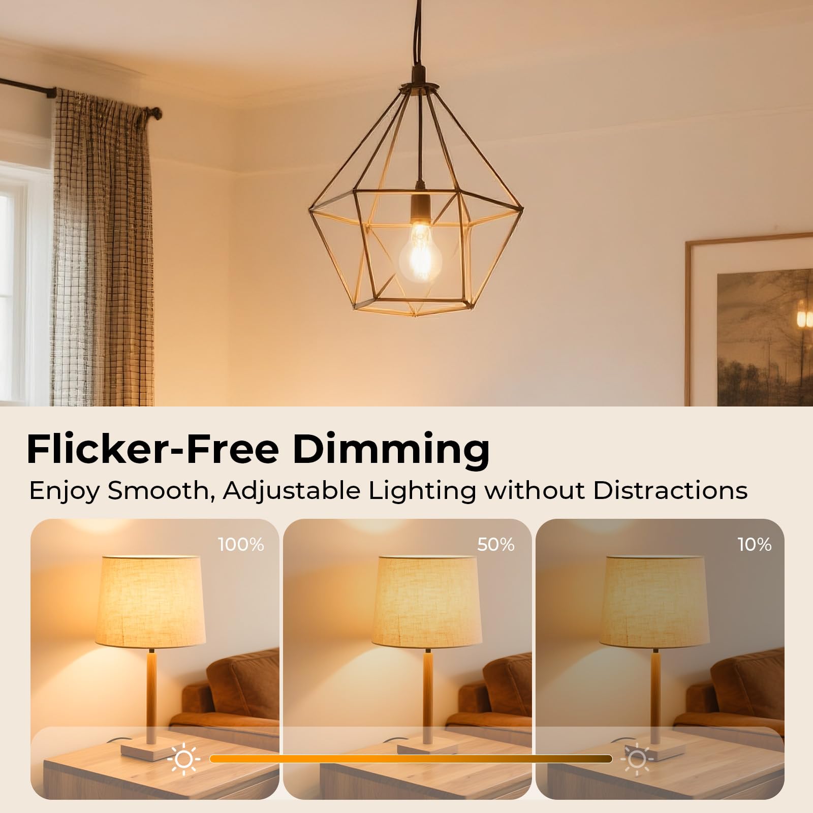 E26 LED Edison Bulb 6W 60W Equivalent Soft White 2700K Dimmable 6 Pack