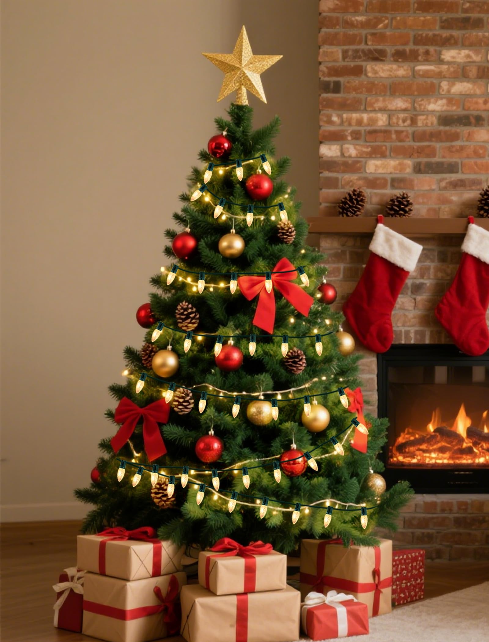 C9 LED Christmas Replacement Bulbs 30 Pack Warm White Shatterproof E17 Base