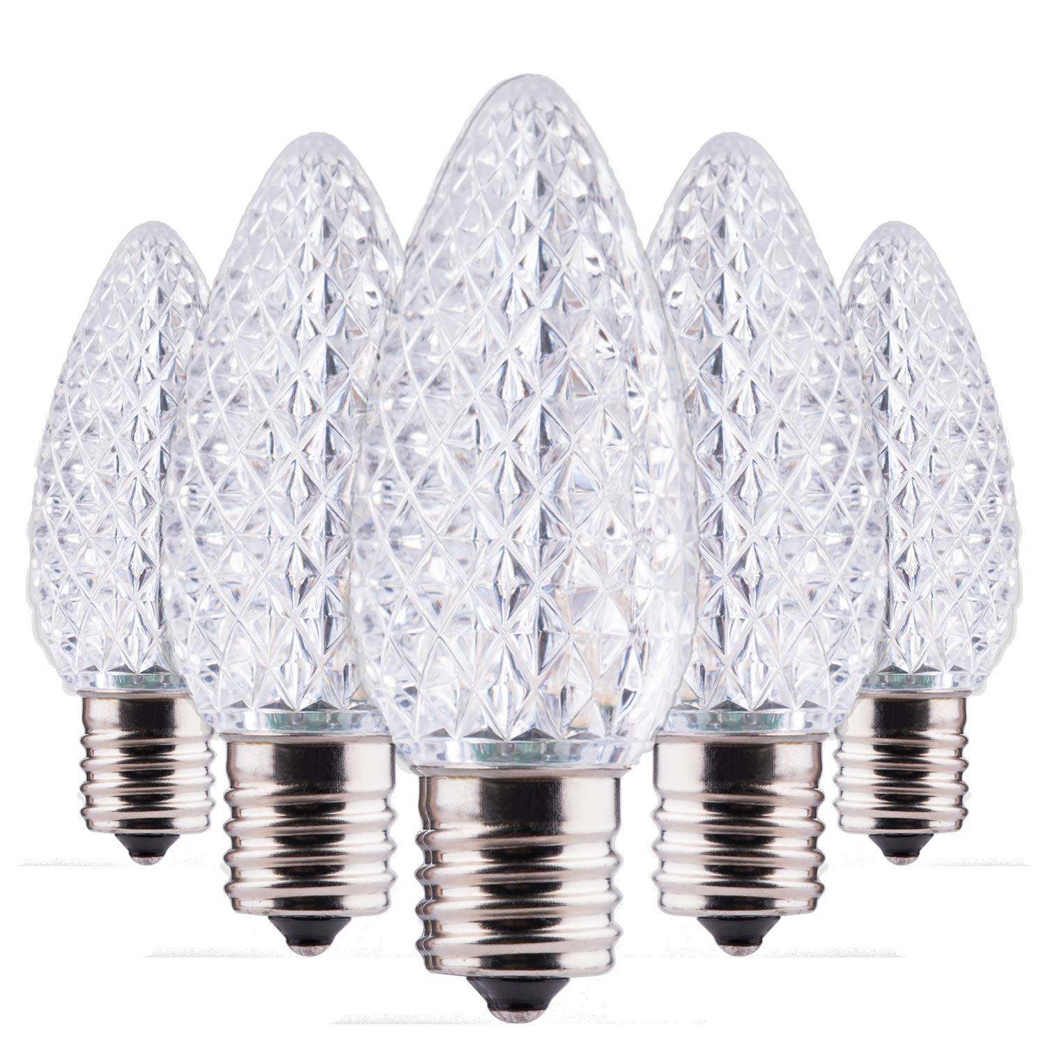 C9 LED Christmas Replacement Bulbs 50 Pack Cool White Shatterproof E17 Base