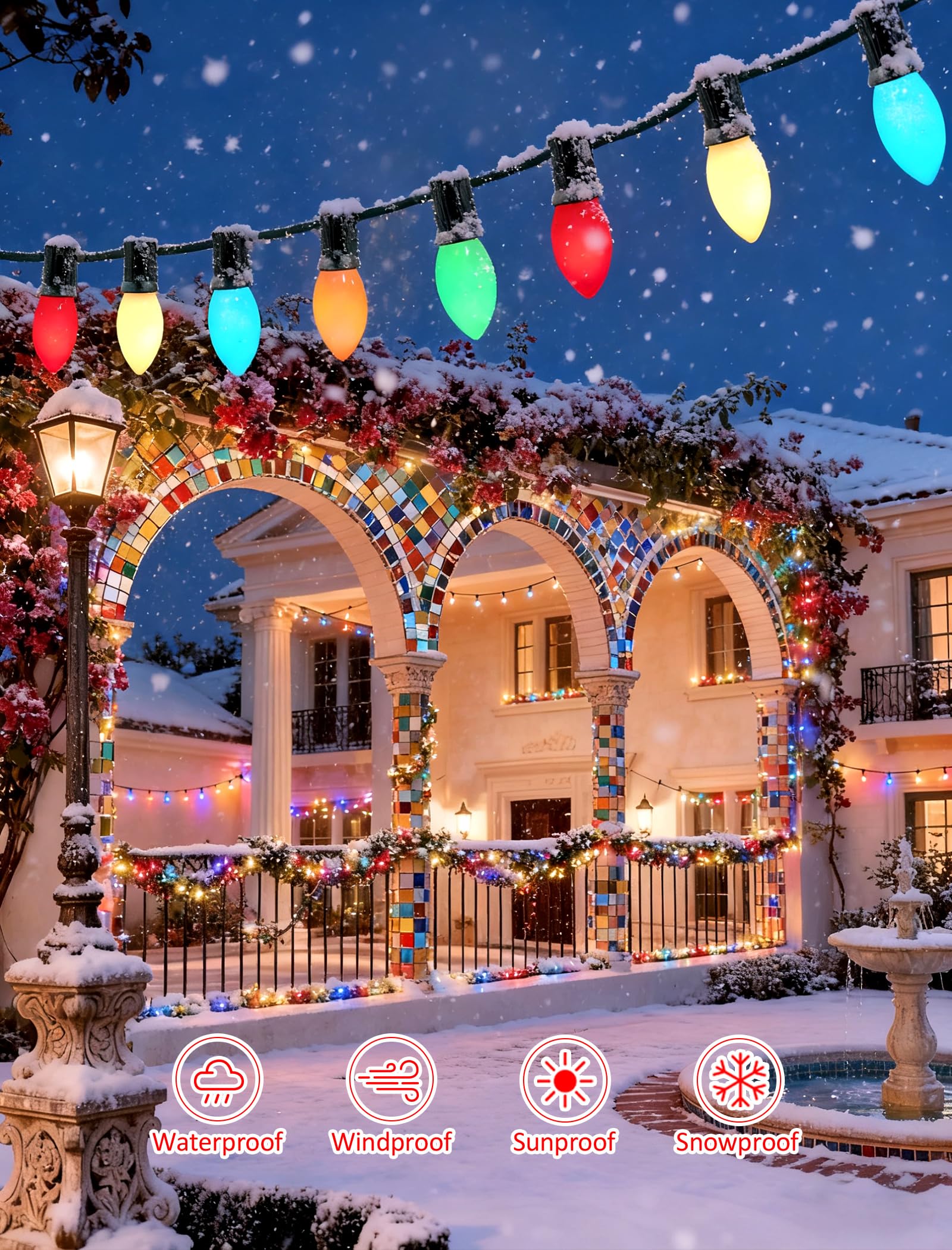 C9 LED Christmas Replacement Bulbs 30 Pack Warm White Shatterproof E17 Base