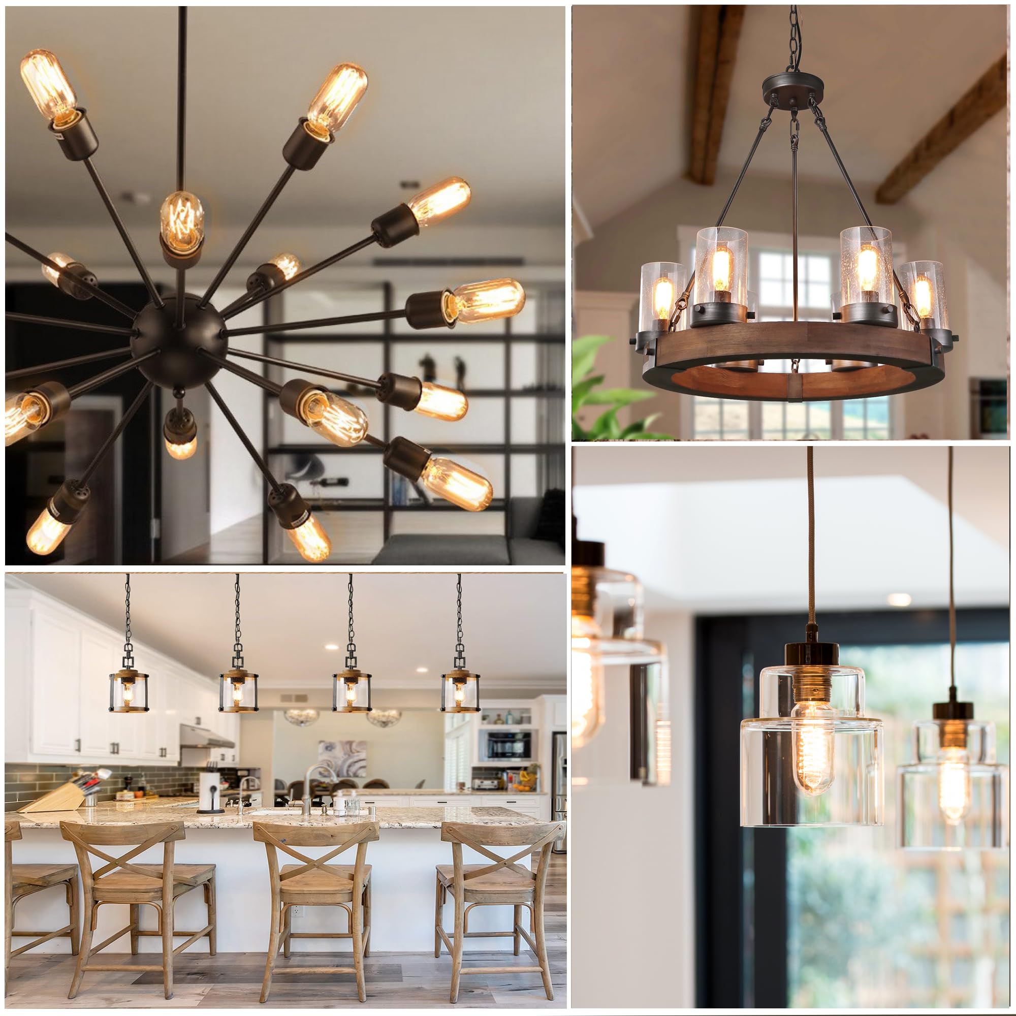 Vintage Edison LED Bulb 6W 60W Equivalent Dimmable Amber Warm Light 4 Pack