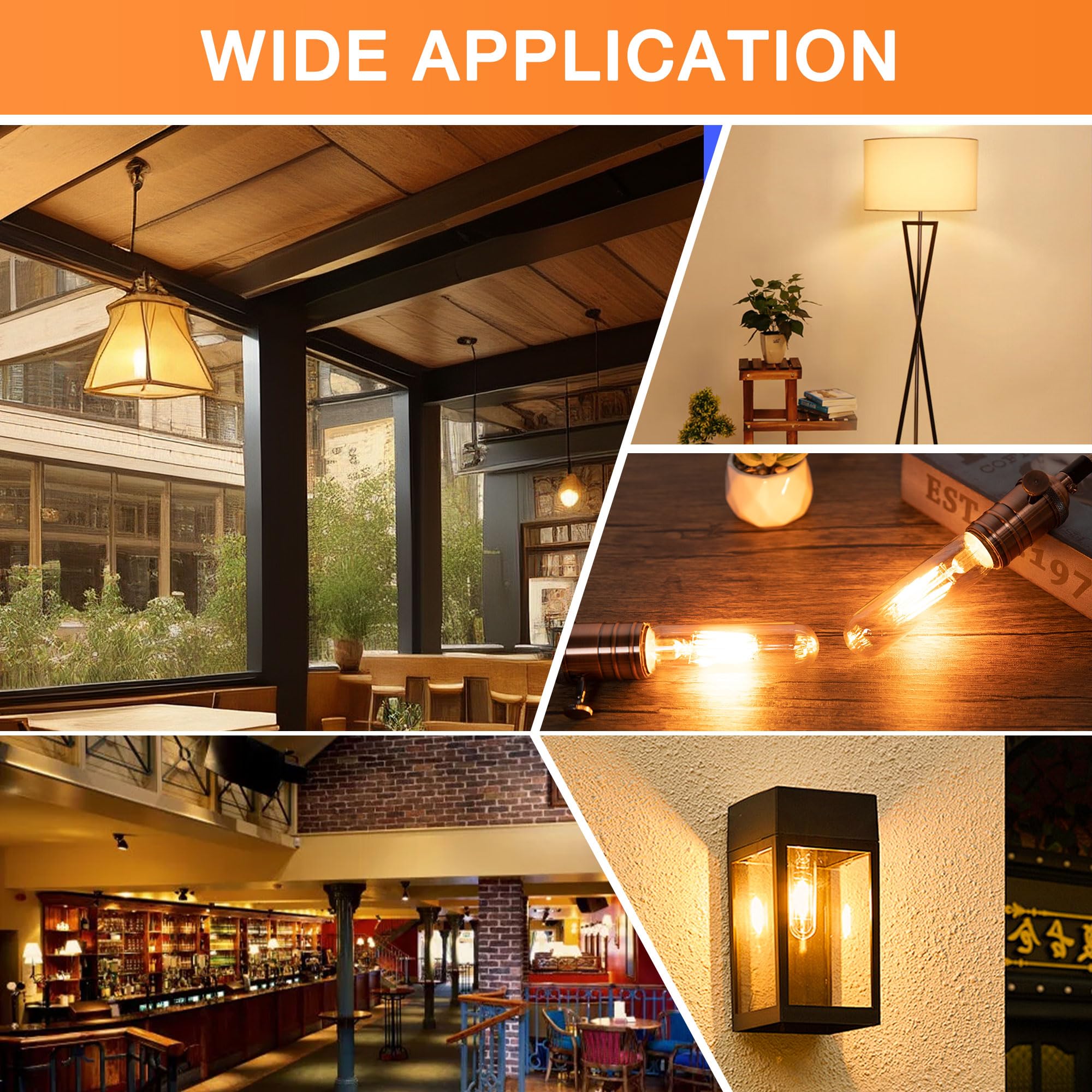 T30 T10 LED Tubular Bulb 4W 40W Equivalent Warm White 2700K Dimmable 2 Pack