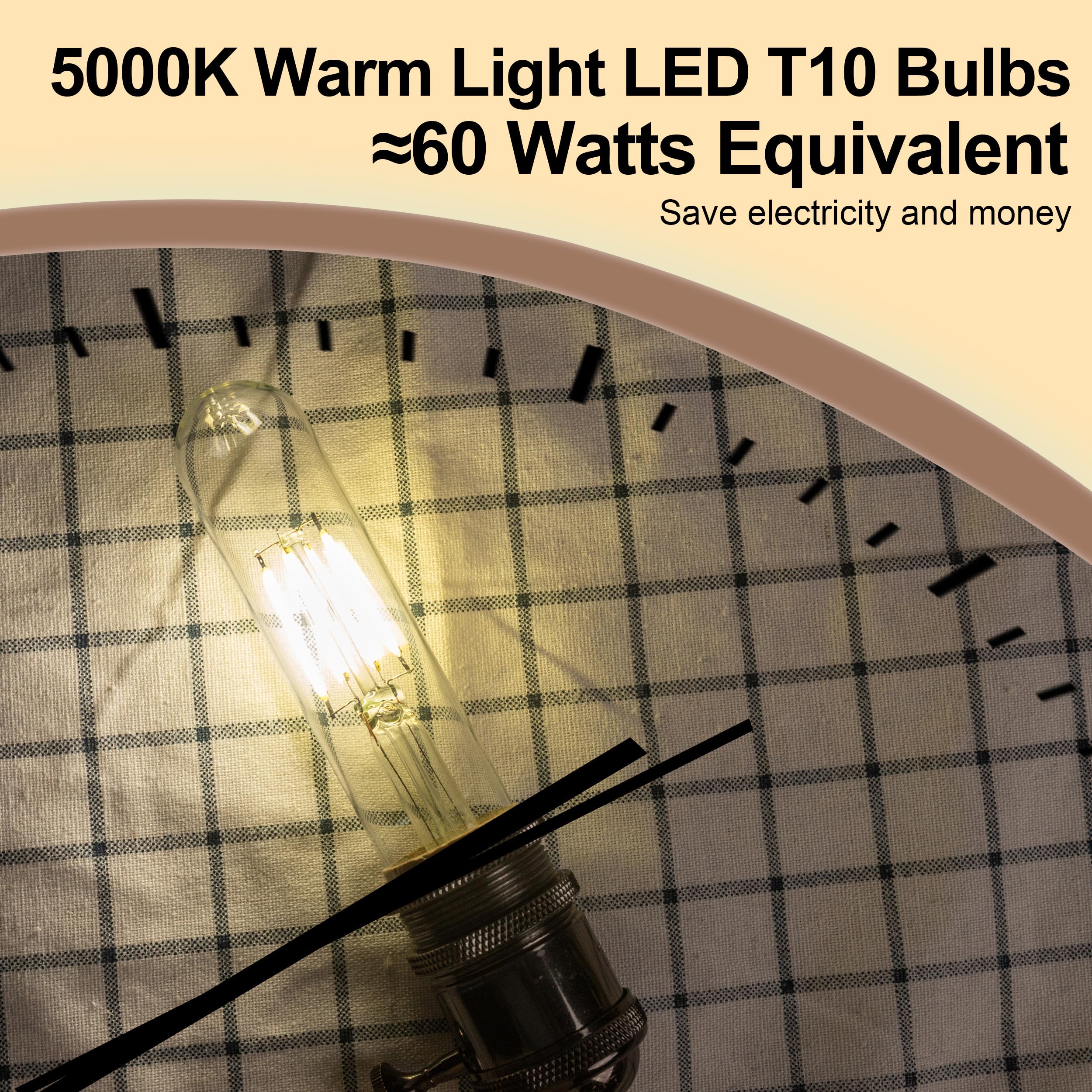 T10 T30 LED Tube Bulb 6W 60W Equivalent Cool White Dimmable 4 Pack