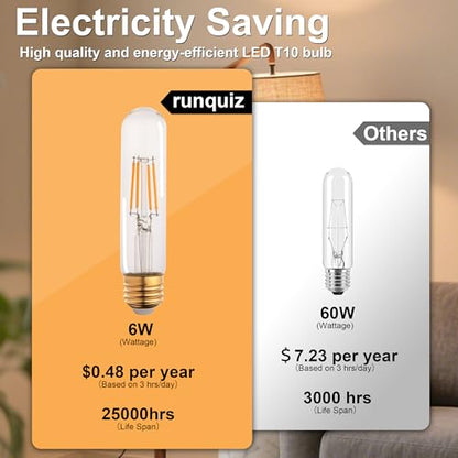 T10 T30 LED Tube Bulb 6W 60W Equivalent Cool White Dimmable 4 Pack