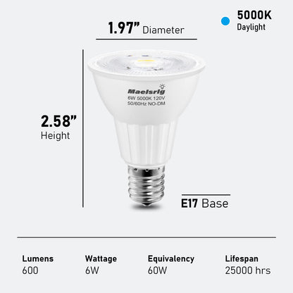 E17 LED Spotlight Bulb 6W 60W Equivalent Warm White 3000K 2 Pack