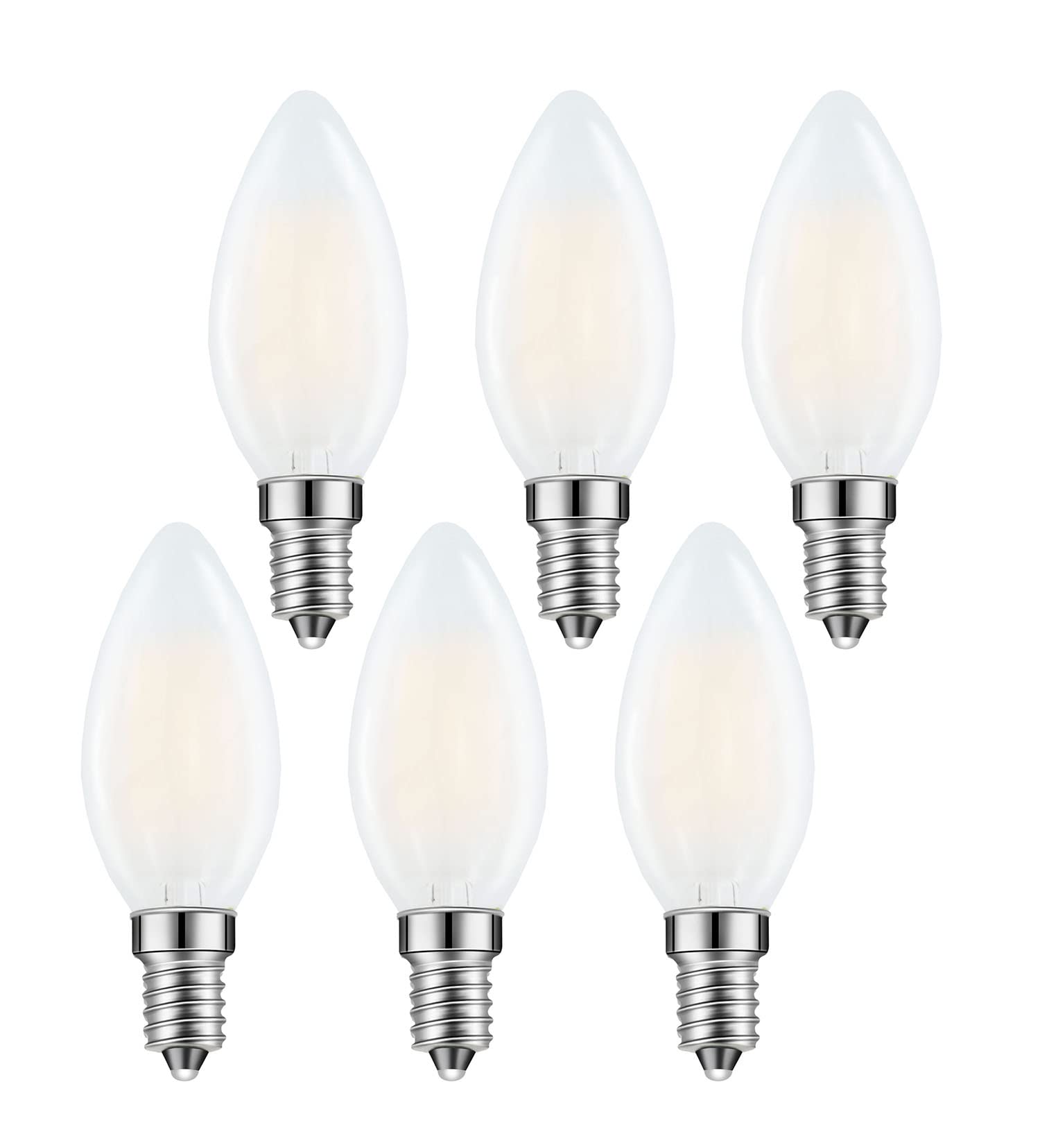 E14 LED Chandelier Bulb 4W 40W Equivalent Warm White Dimmable 6 Pack