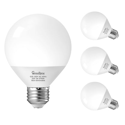 Vanity G25 LED Globe Bulbs 60W Equivalent Daylight 5000K 800LM E26 4 Pack