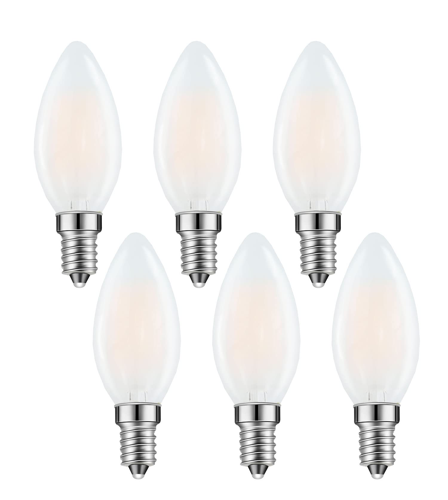 E14 LED Chandelier Bulb 4W 40W Equivalent Warm White Dimmable 6 Pack