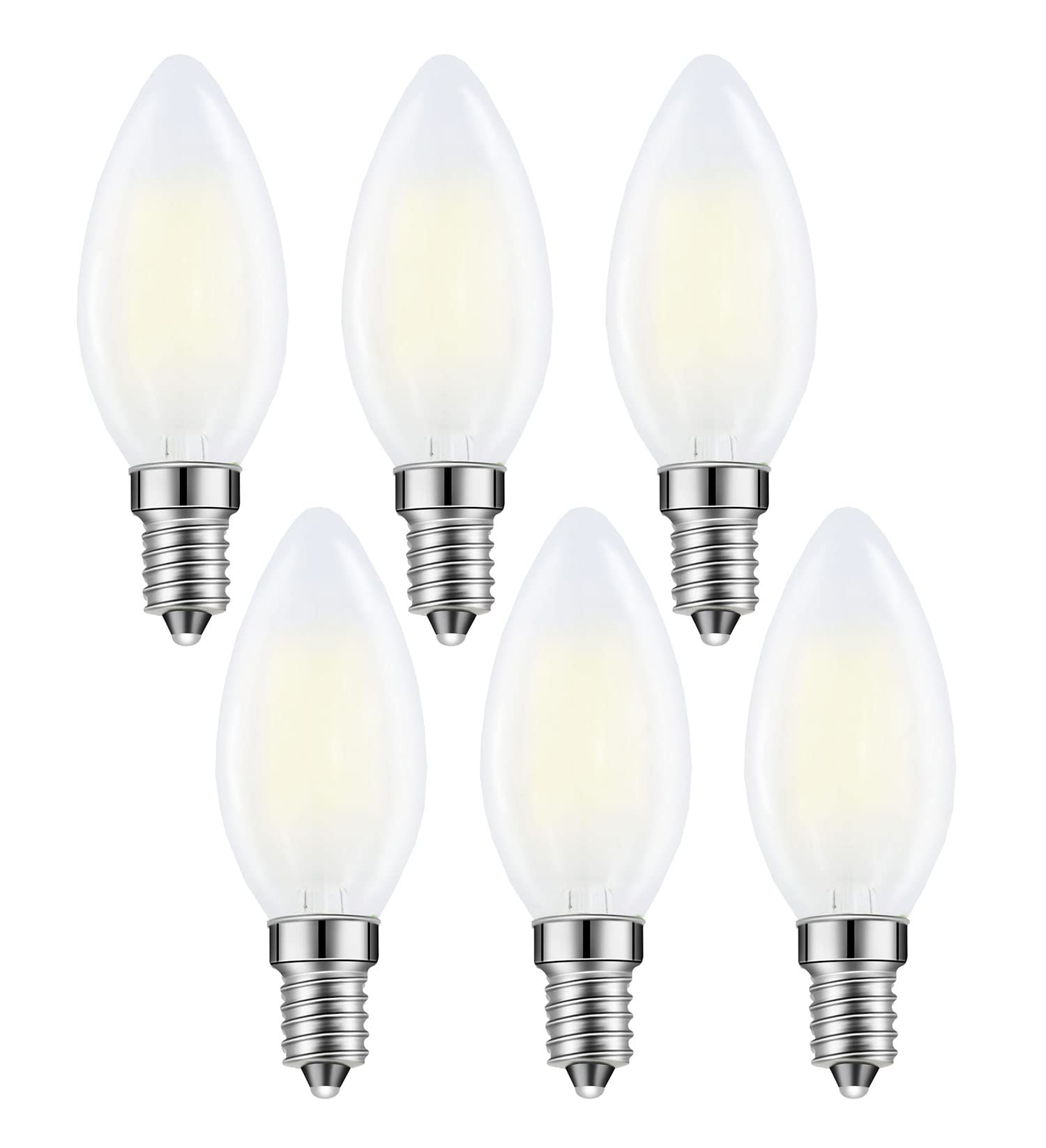 E14 LED Chandelier Bulb 4W 40W Equivalent Warm White Dimmable 6 Pack