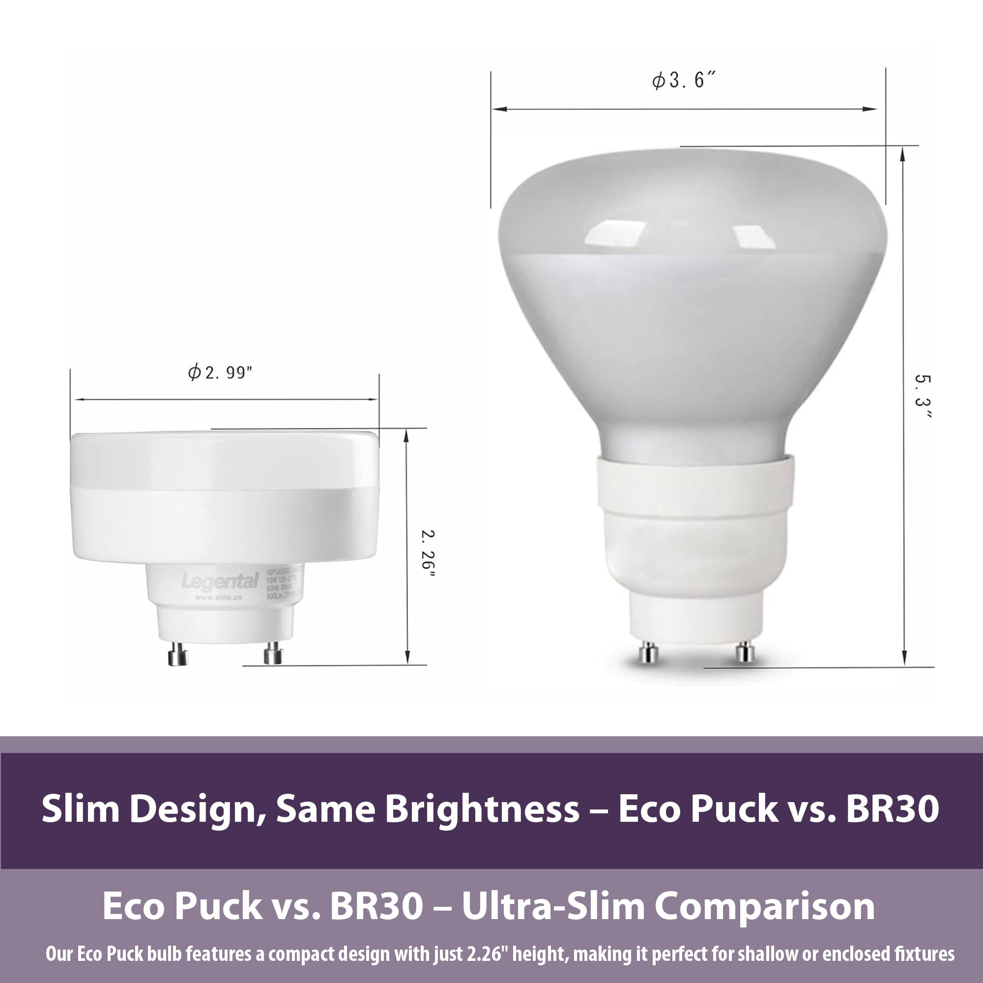 Puck LED Bulb 10W 1000LM Cool White GU24 2 Pack