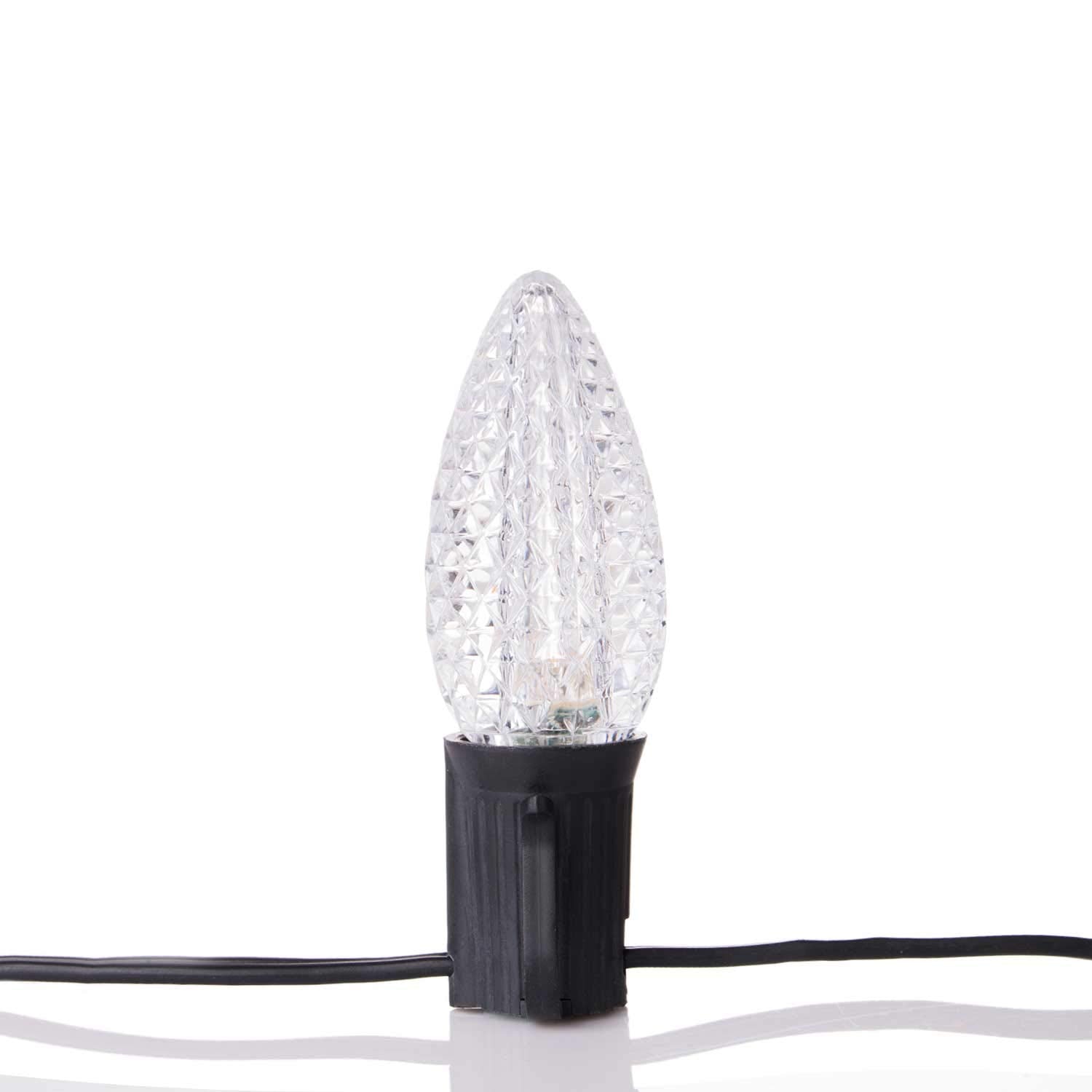 C9 LED Christmas Replacement Bulbs 50 Pack Cool White Shatterproof E17 Base