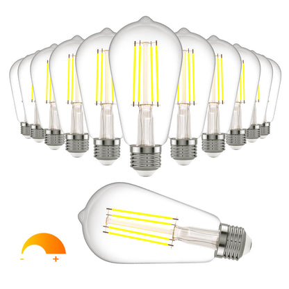 E26 LED Edison Bulb 8W 80W Equivalent Daylight 5000K Dimmable 6 Pack