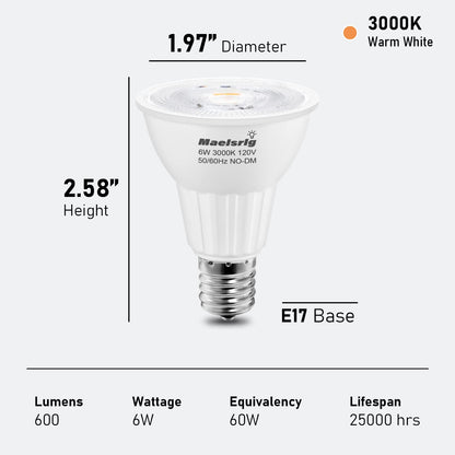 E17 LED Spotlight Bulb 6W 60W Equivalent Warm White 3000K 2 Pack