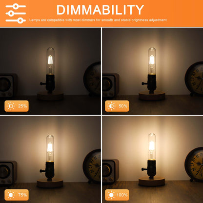 T30 T10 LED Tubular Bulb 4W 40W Equivalent Warm White 2700K Dimmable 2 Pack