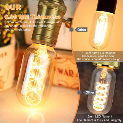 E26 LED Edison Bulb 4W 40W Equivalent Warm White 2200K Dimmable 2 Pack