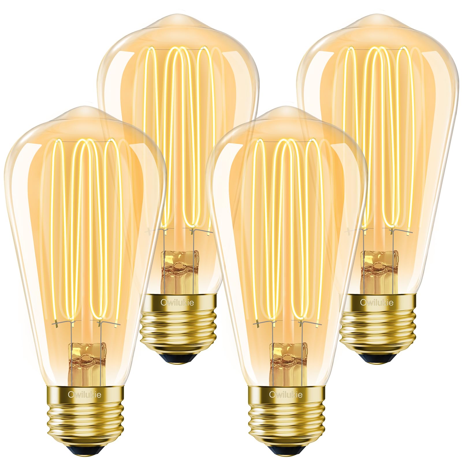E26 LED Edison Bulb 4W 40W Equivalent Warm White 2200K Dimmable 4 Pack