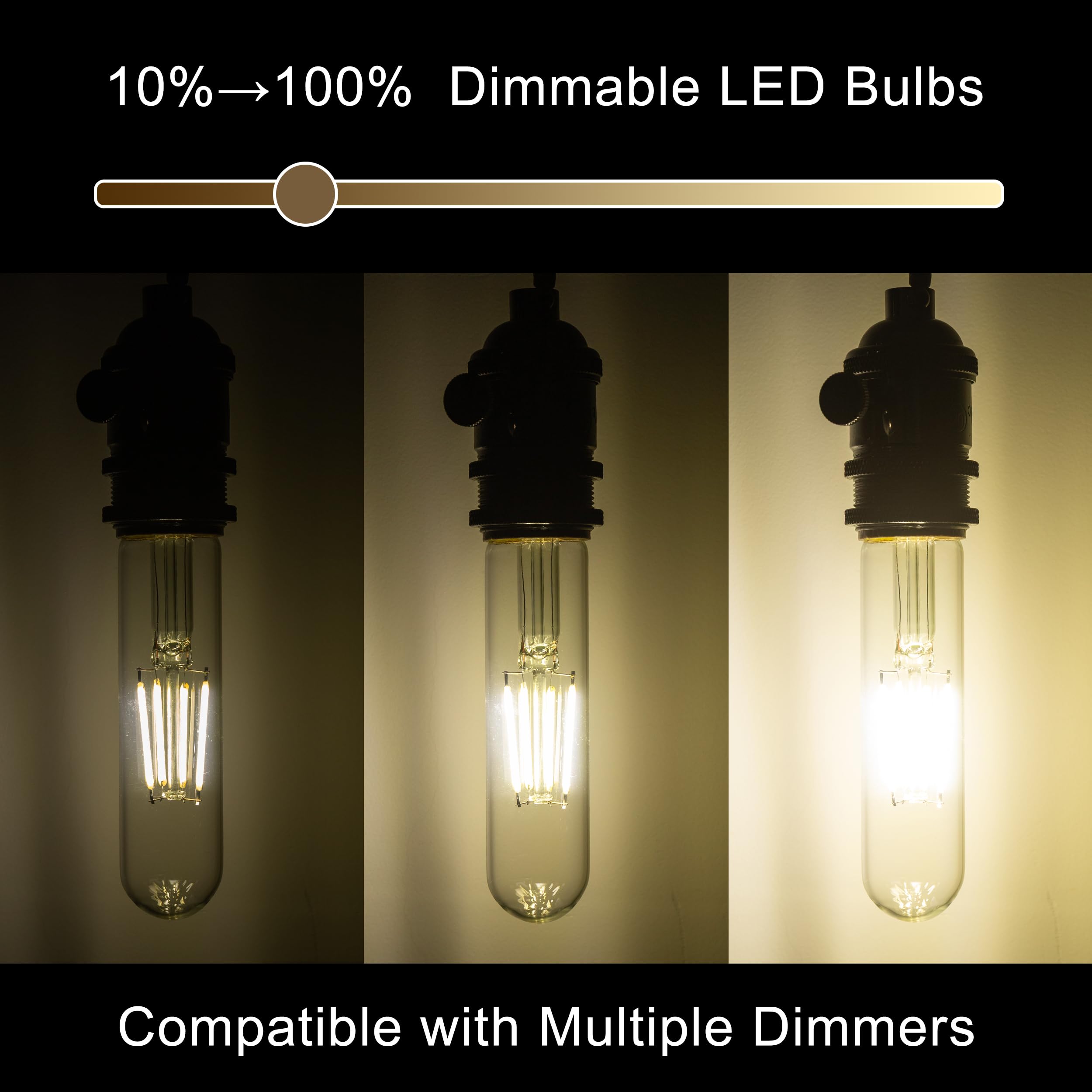 T10 T30 LED Tube Bulb 6W 60W Equivalent Cool White Dimmable 4 Pack