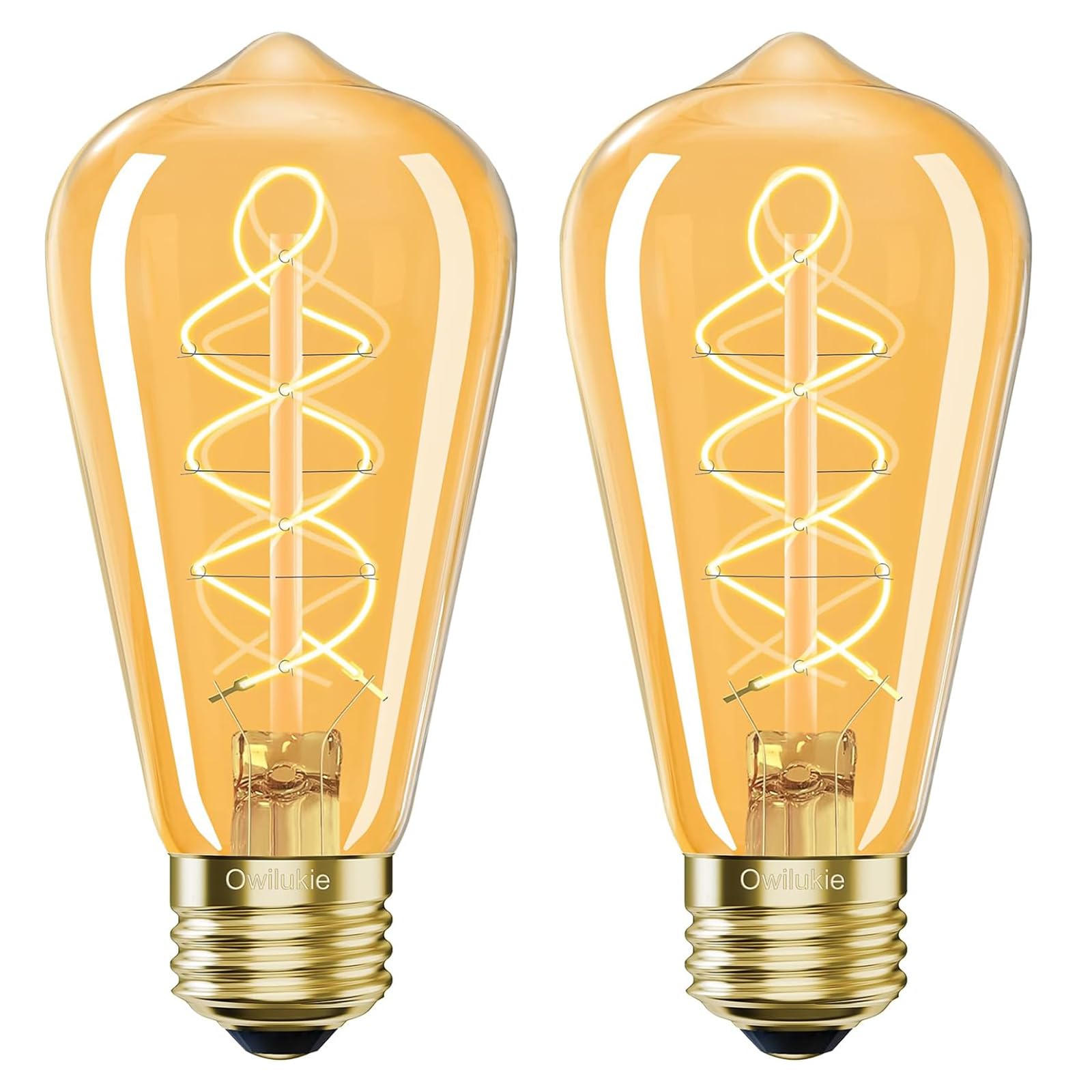 E26 LED Edison Bulb 4W 40W Equivalent Warm White 2200K Dimmable 4 Pack