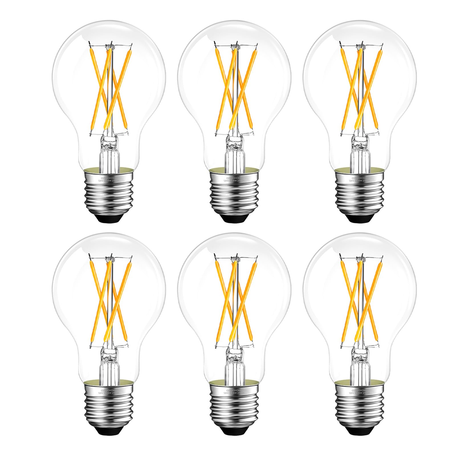E26 LED Edison Bulb 6W 60W Equivalent Soft White 2700K Dimmable 6 Pack