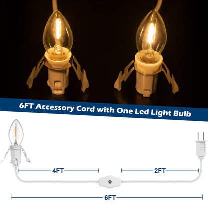 Village Light Cord 6ft C7 LED Bulb 1W On Off Switch 10 Pack