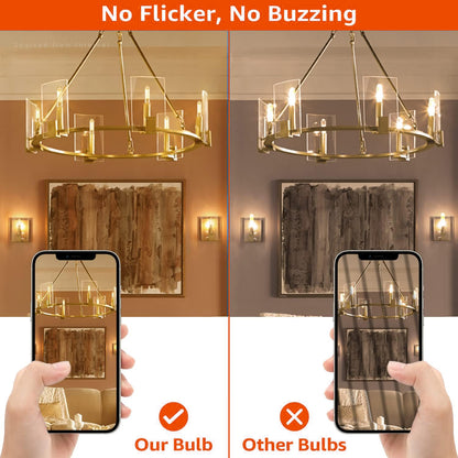 E12 LED Candelabra Bulb 2W Warm White 2500K Dimmable 12 Pack