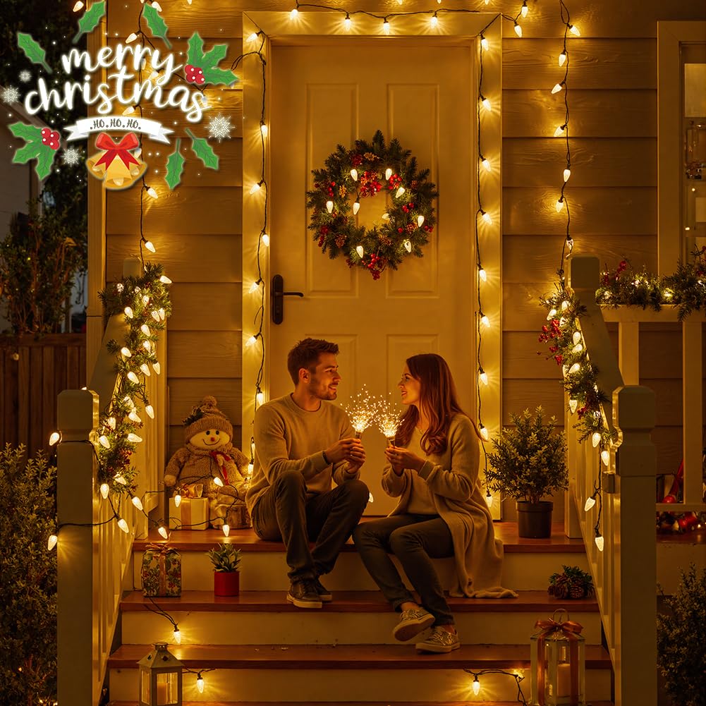 C9 LED Christmas Replacement Bulbs 25 Pack Warm White Shatterproof Dimmable E17 Base