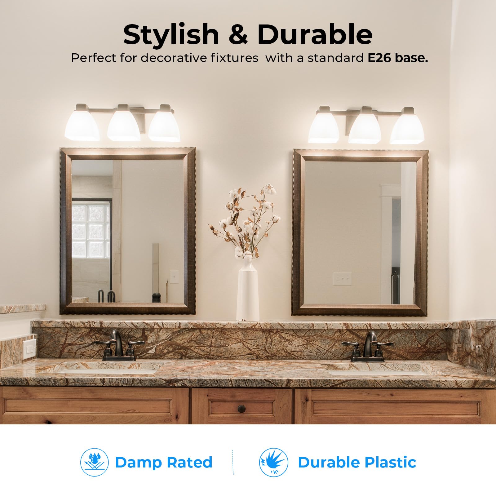 Vanity G25 LED Globe Bulbs 60W Equivalent Daylight 5000K 800LM E26 4 Pack