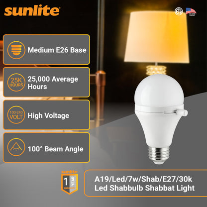 Shabbat Permissible LED Bulb 7W 40W Equivalent Warm White 3000K