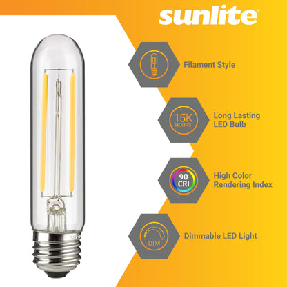 T10 Filament LED Bulb 2W 25W Equivalent Daylight 5000K Dimmable E26 1 Pack