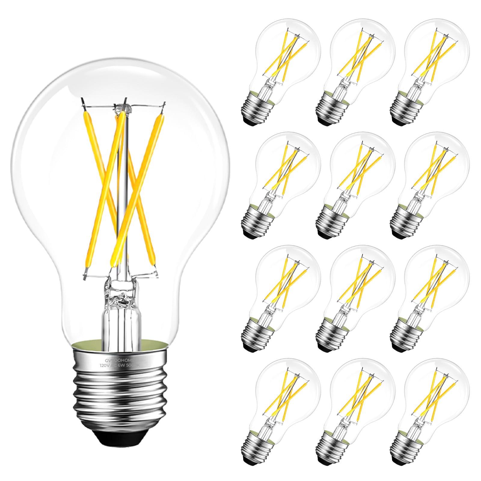 E26 LED Edison Bulb 6W 60W Equivalent Soft White 2700K Dimmable 6 Pack