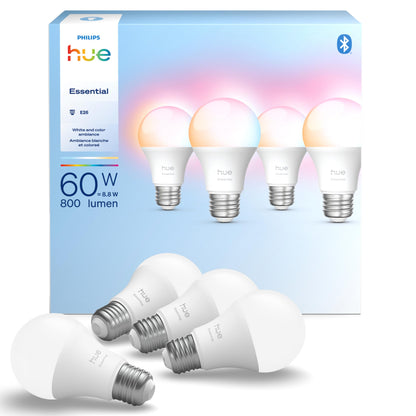Smart LED A19 Bulb White Color Ambiance 4 Pack 8.8W Dimmable Smart Home Compatible
