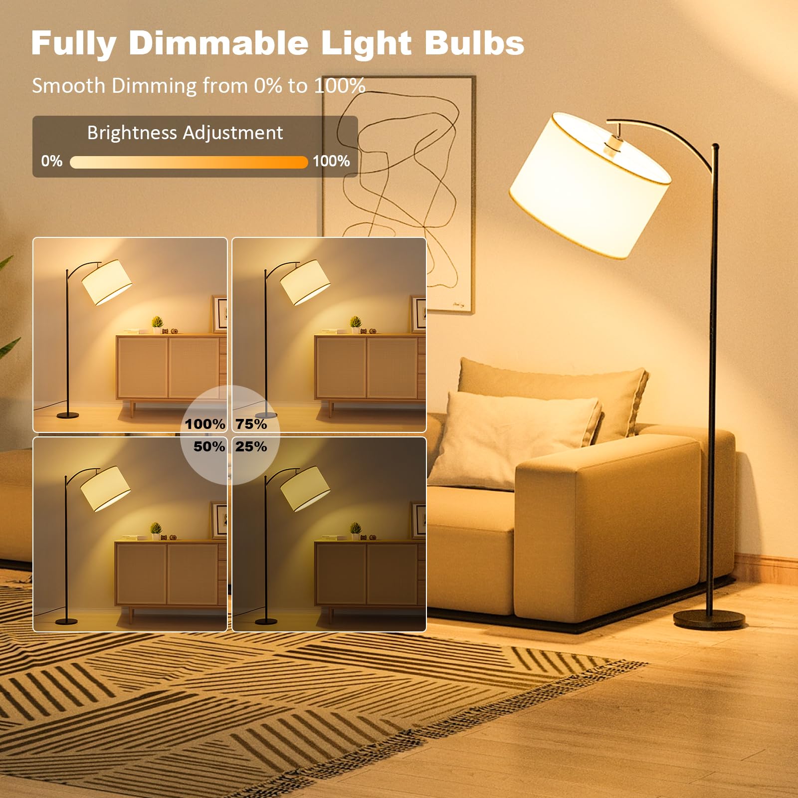 E26 LED Edison Bulb 4W 40W Equivalent Warm White 2200K Dimmable 4 Pack