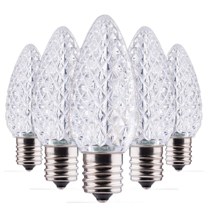 C9 LED Christmas Replacement Bulbs 50 Pack Cool White Shatterproof E17 Base