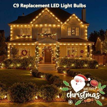 C9 LED Christmas Replacement Bulbs 25 Pack Warm White Shatterproof Dimmable E17 Base