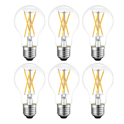 E26 LED Edison Bulb 6W 60W Equivalent Soft White 2700K Dimmable 6 Pack