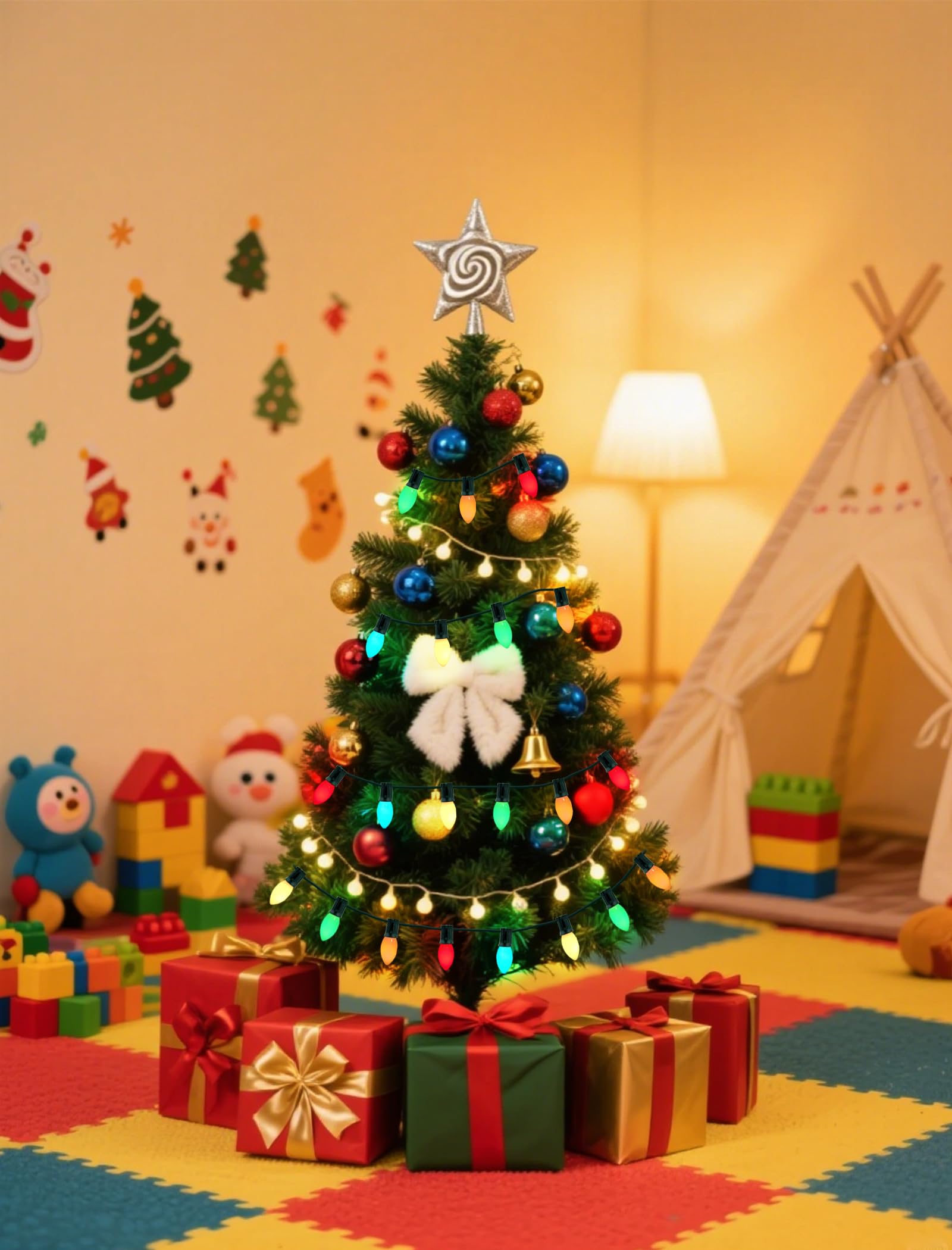 C9 LED Christmas Replacement Bulbs 30 Pack Warm White Shatterproof E17 Base