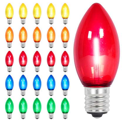 C9 LED Christmas Replacement Bulbs 25 Pack Warm White Shatterproof Dimmable E17 Base