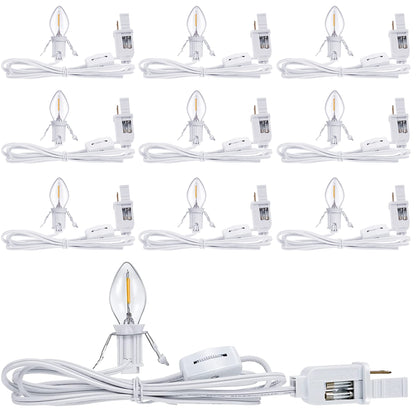 Village Light Cord 6ft C7 LED Bulb 1W On Off Switch 10 Pack
