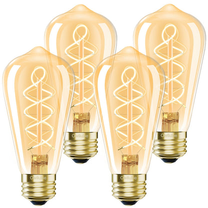 E26 LED Edison Bulb 4W 40W Equivalent Warm White 2200K Dimmable 4 Pack
