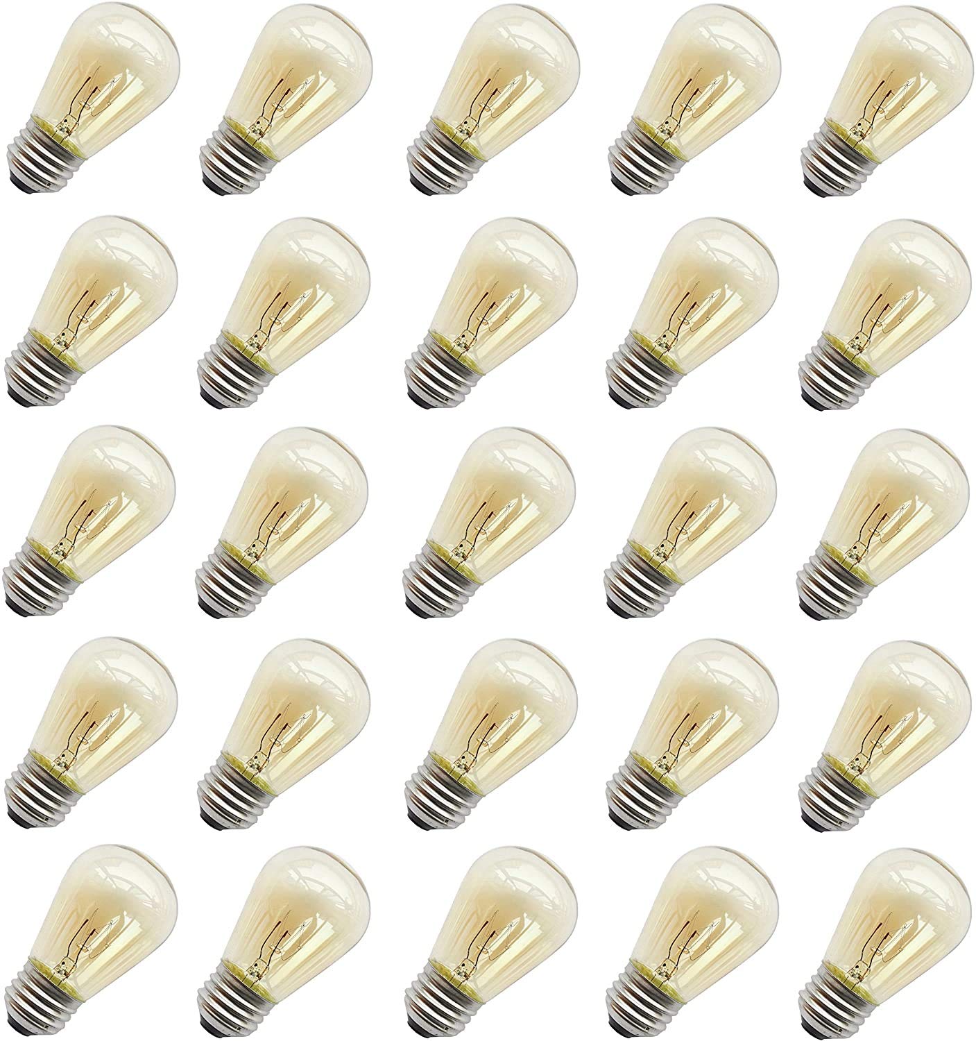 S14 LED String Light Bulbs 2W Clear Replacement Bulbs E26 25 Pack