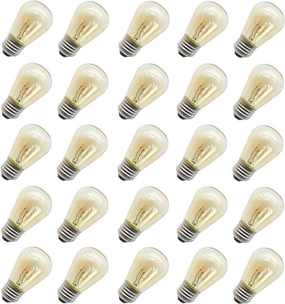S14 LED String Light Bulbs 2W Clear Replacement Bulbs E26 25 Pack